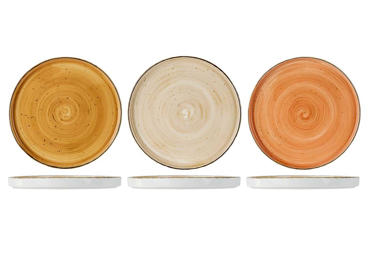 Brisbane Assiette 25,5cm/Set 3 - Orange/Brun/Beige